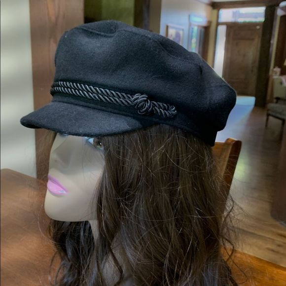 H&M black captain hat womens Sz L - Picture 2 of 10